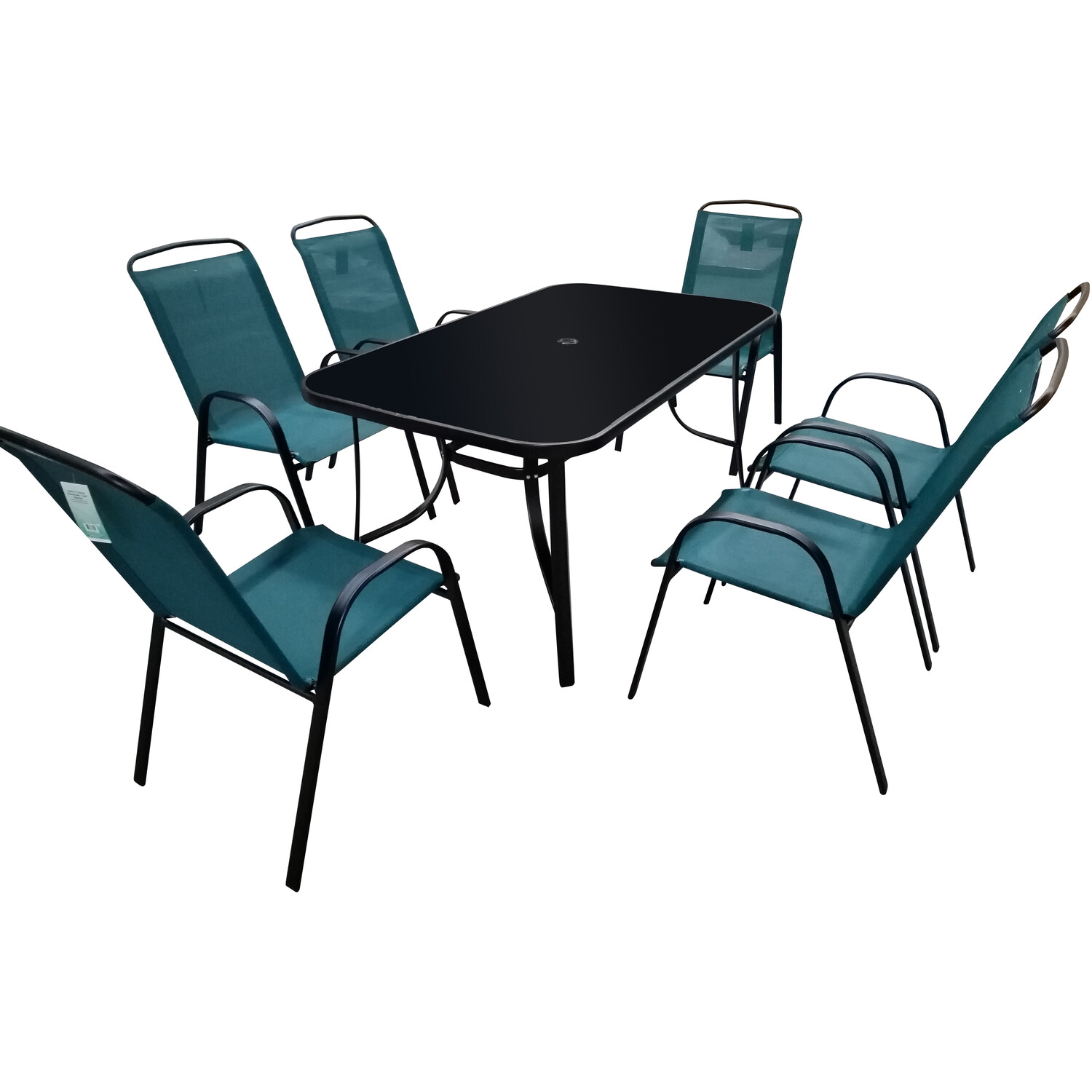 Outdoor Essentials Palma Steel 6 Seater Patio Dining Set Teal Image 2