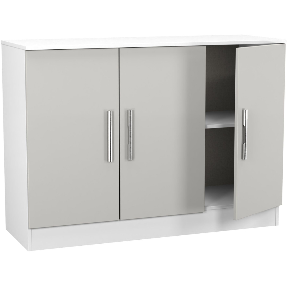 Crowndale Contrast 3 Door Grey Matt and White Sideboard Ready Assembled Image 6