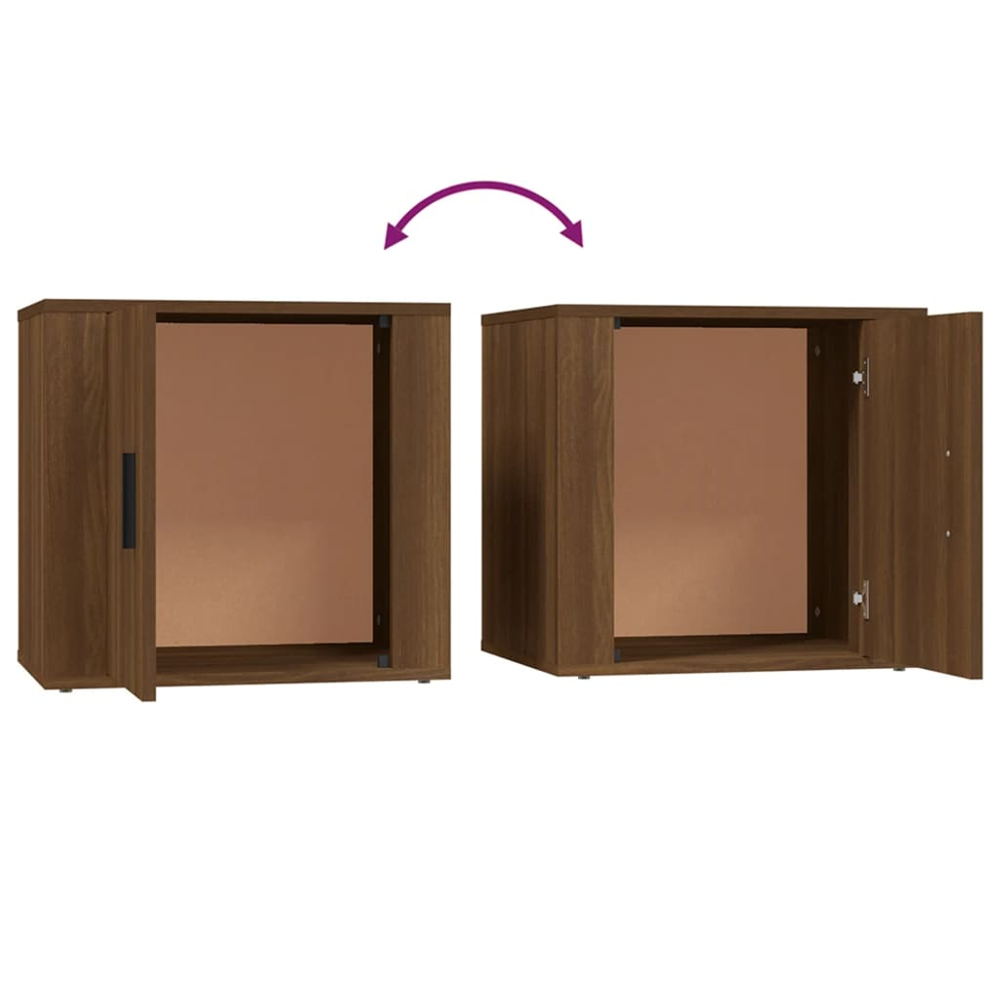 vidaXL Single Door Brown Oak Bedside Table Set of 2 Image 8