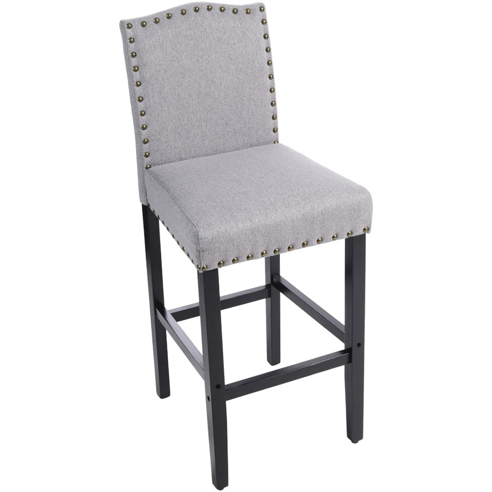 Living and Home Grey Linen Kitchen Counter Bar Stool Set of 2 Image 2