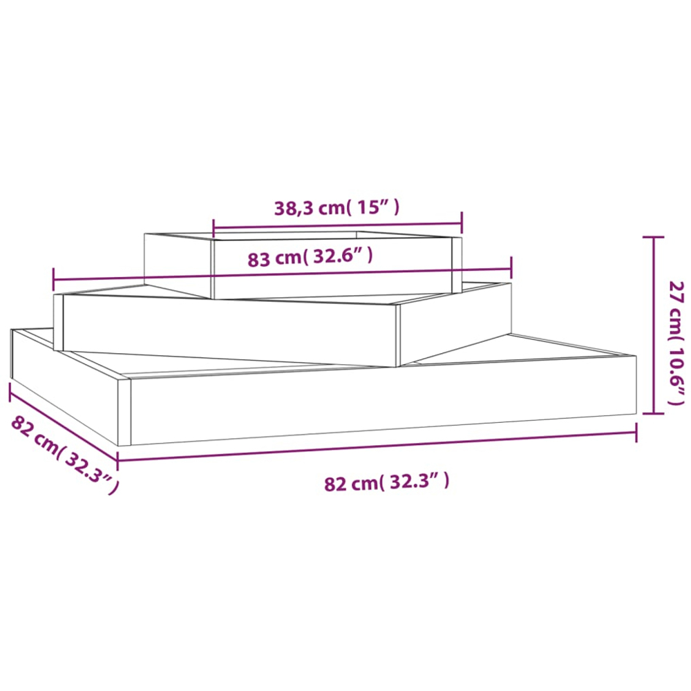 vidaXL 3-Tier Brown Solid Pine Wood Garden Planter 27 x 83 x 83cm Image 5