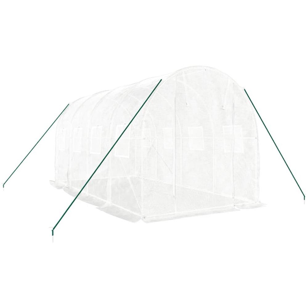 vidaXL White Polyethylene Galvanised Steel Frame 13.1 x 6.5ft Greenhouse Image 2