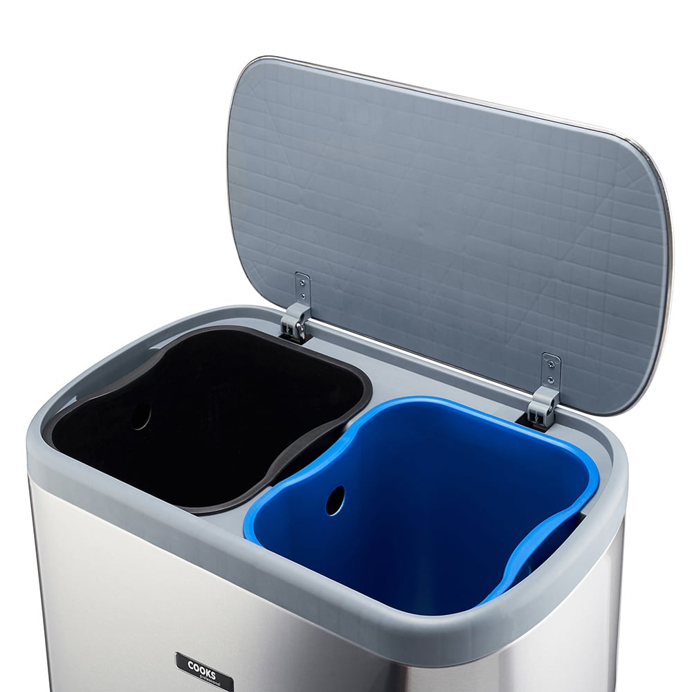 Cooks Professional Dual Recycle Silver Single Pedal Bin 60L Image 6