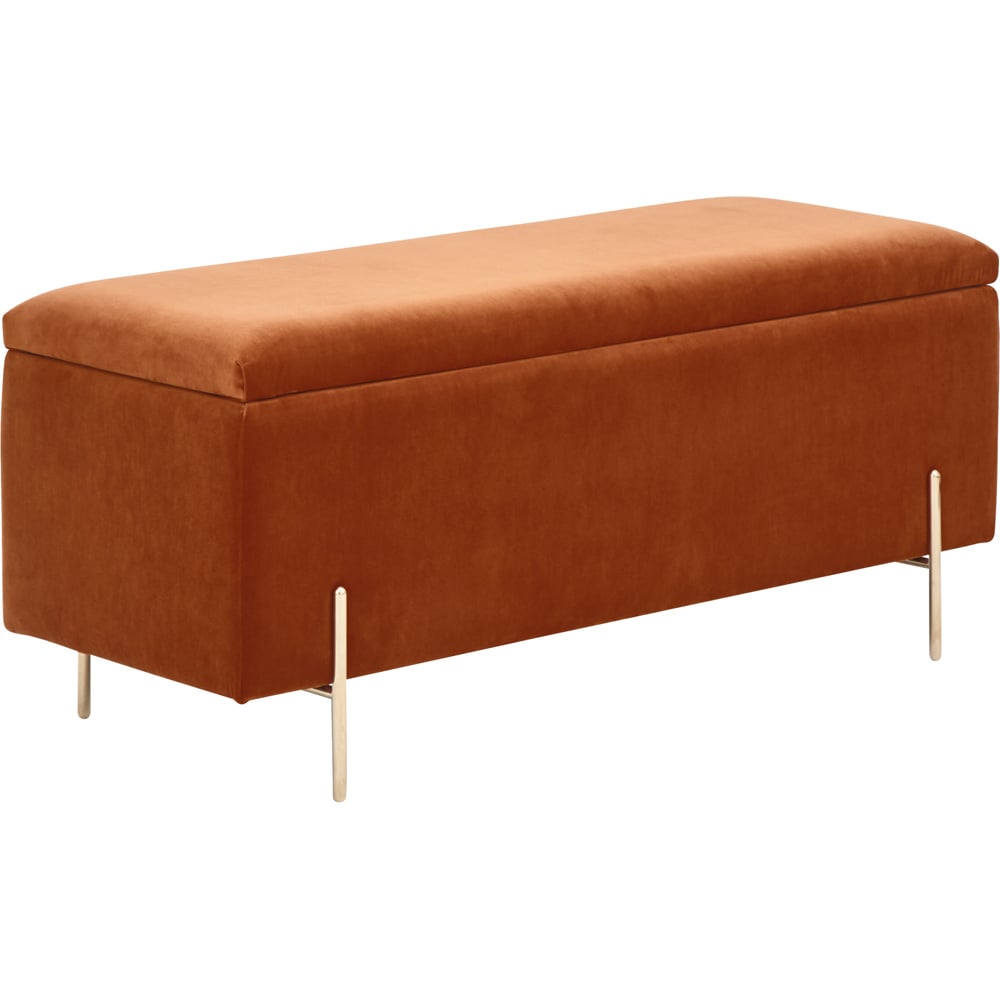 GFW Mystica Russet Velvet Ottoman Storage Bench Image 2