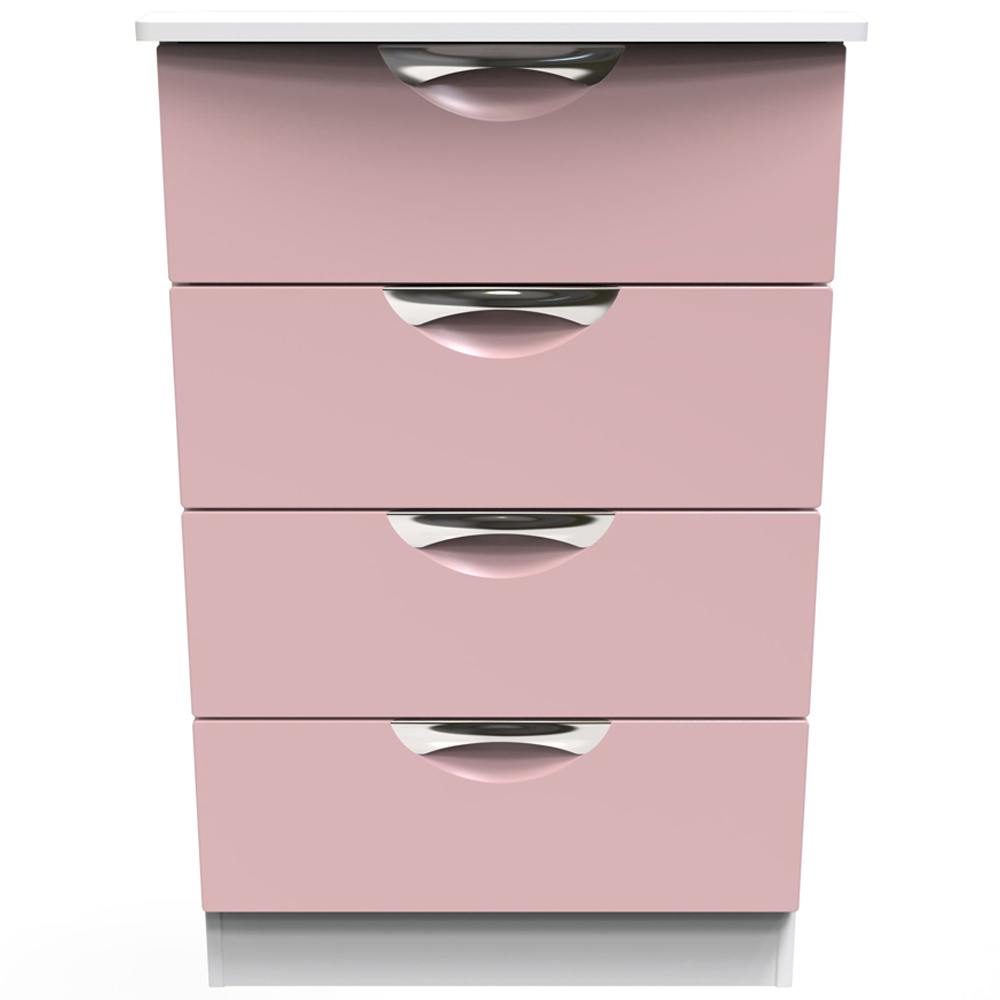 Crowndale Camden 4 Drawer Kobe Pink and White Midi Chest of Drawers Ready Assembled Image 2