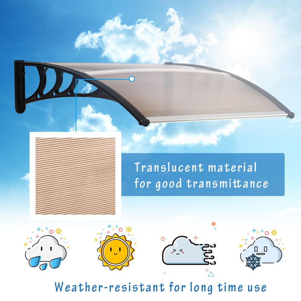 Outsunny Light Brown Outdoor Window Door Canopy Awning 1 x 0.75m Image 6