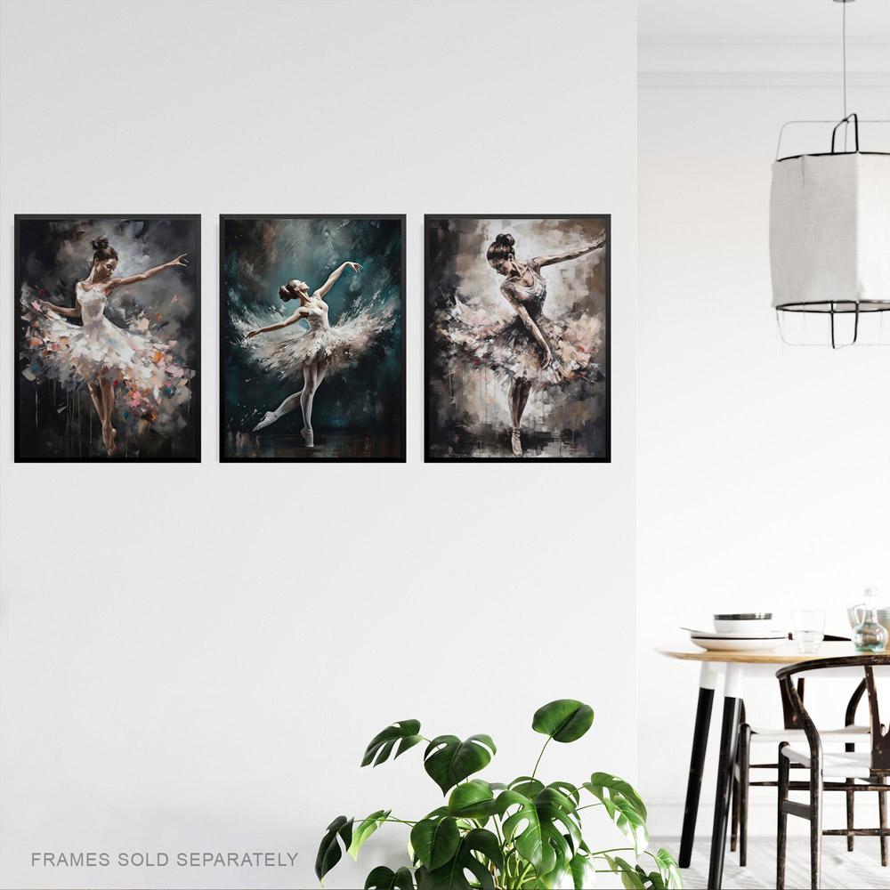 Artery8 Ballet Dancers Ballerinas Dancing Oil Painting Wall Art Print 30 x 41cm 3 Pack Image 3