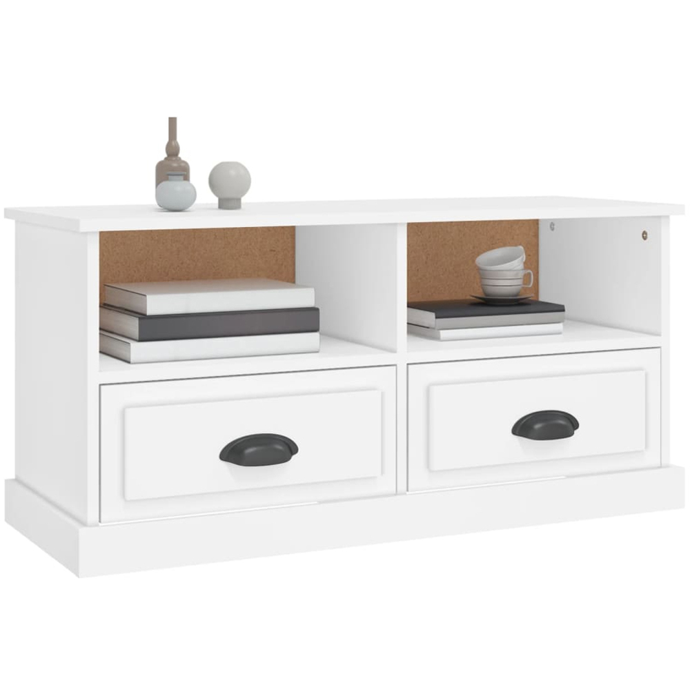 vidaXL 2 Door 2 Shelf White TV Cabinet Image 3