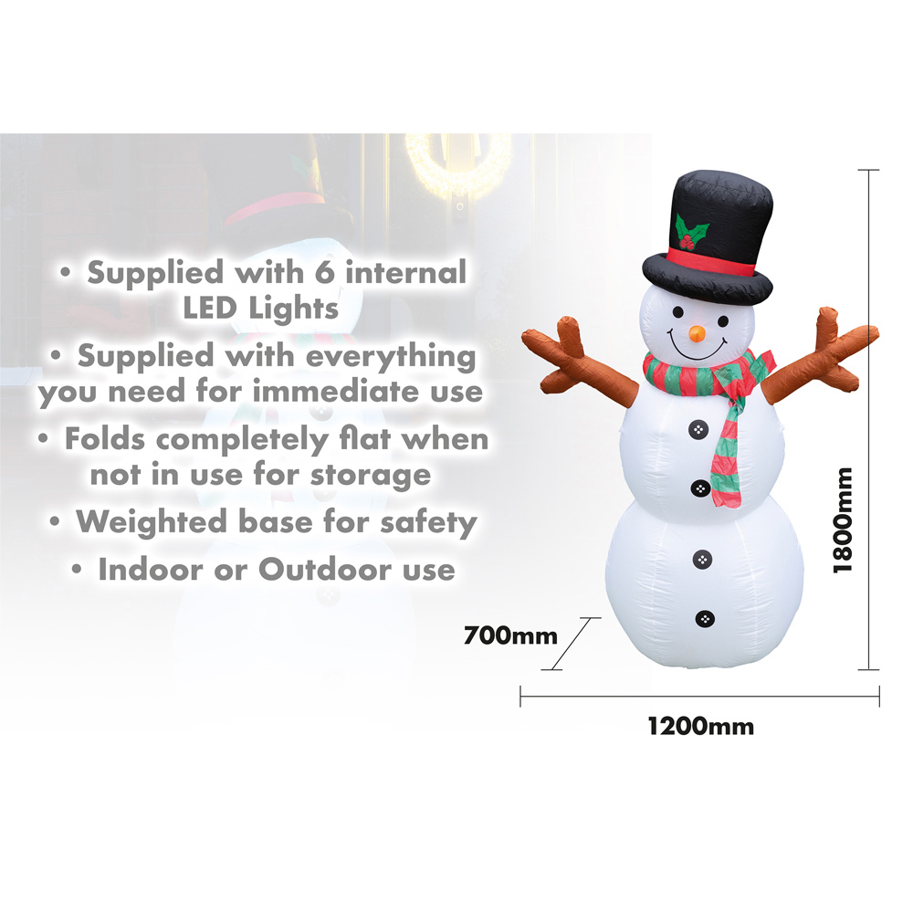 St Helens LED Multicolour Inflatable Snowman 6ft Image 5