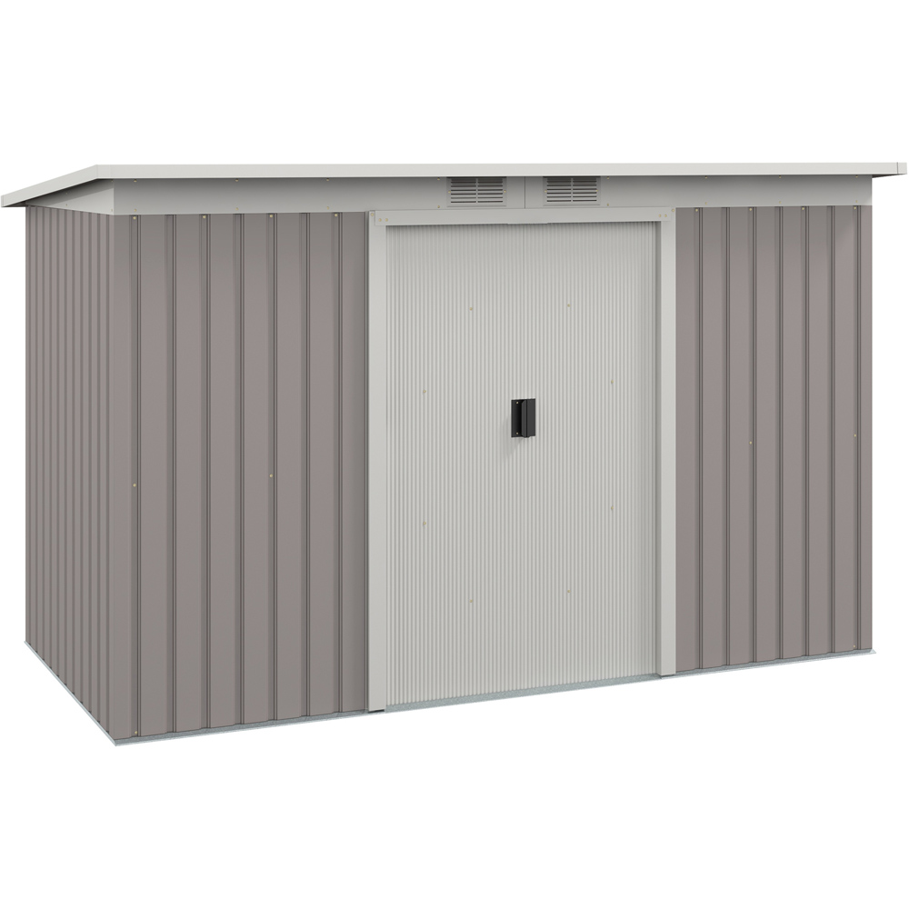 Outsunny 9 x 4ft Light Grey Corrugated Roof Garden Metal Shed Image 1