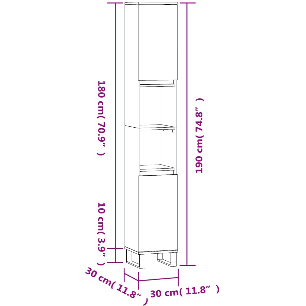 vidaXL 2 Door Oak Wood Bathroom Cabinet Image 6