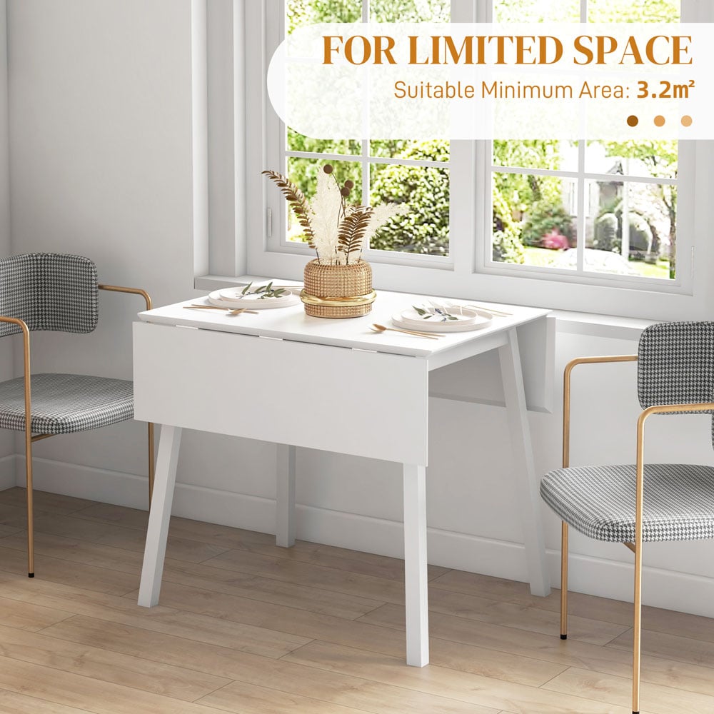 HOMCOM 4 Seater White Folding Drop Leaf Dining Table Image 8