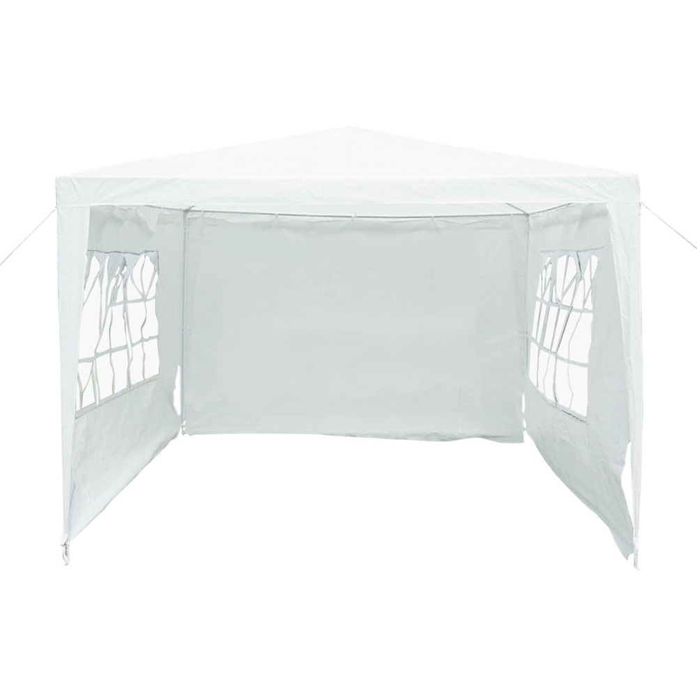 Charles Bentley 3 x 3m White Gazebo with 3 Side Walls Image 3