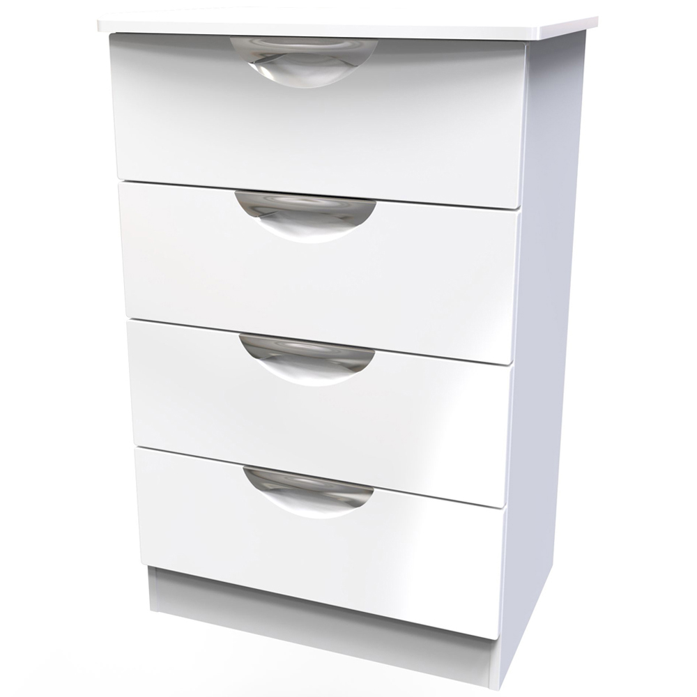Crowndale Camden 4 Drawer White Gloss and White Midi Chest of Drawers Ready Assembled Image 3