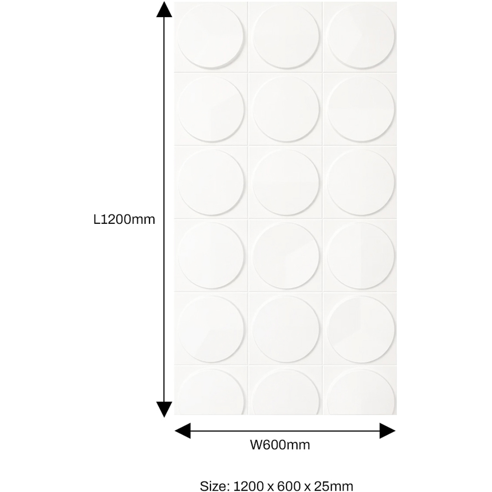 Britwall Jade White 3D Circular Geometry Hard PU Wall Panel 1200 x 600 x 25mm 2 Pack Image 5