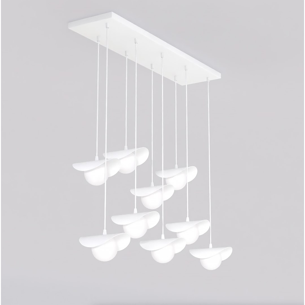 Emibig Ritual 9 Light White Shade White Pendant Lamp Image 3