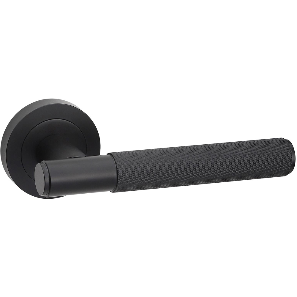 Golden Grace Knurled T-Bar Matt Black Door Handles Latch and Ball Bearing Set Image 3