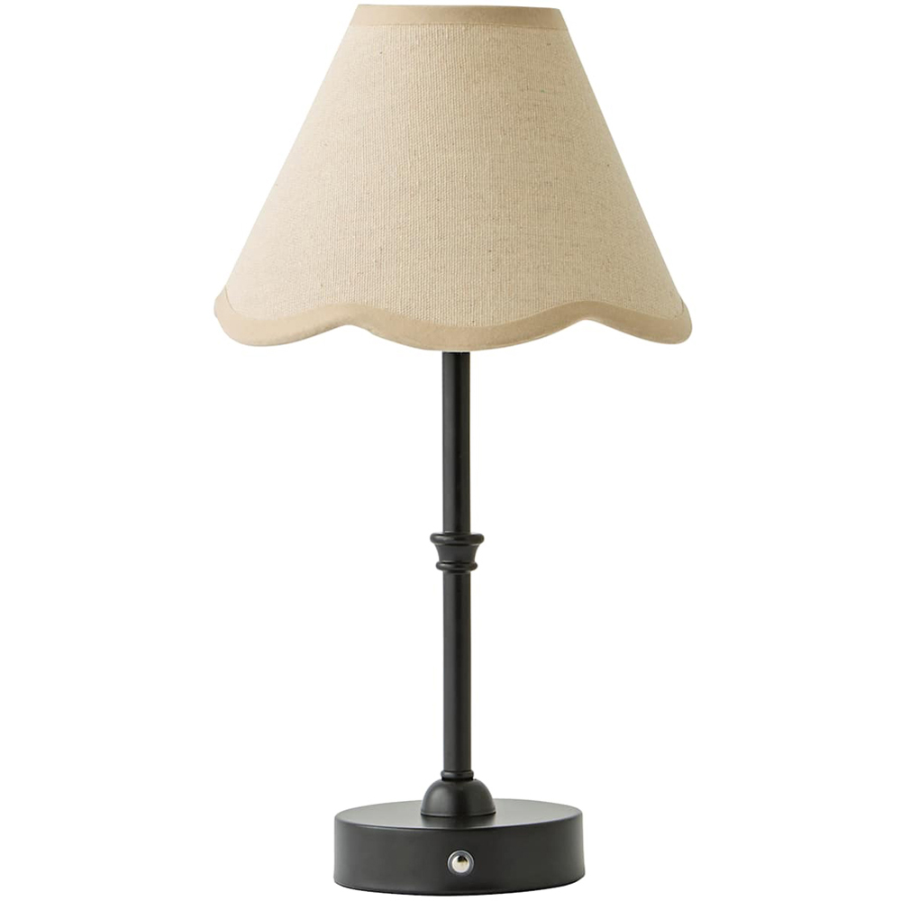 ValueLights Lowe Natural Scallop Flower Shade Black Rechargeable Table Lamp with Bulb Image 1