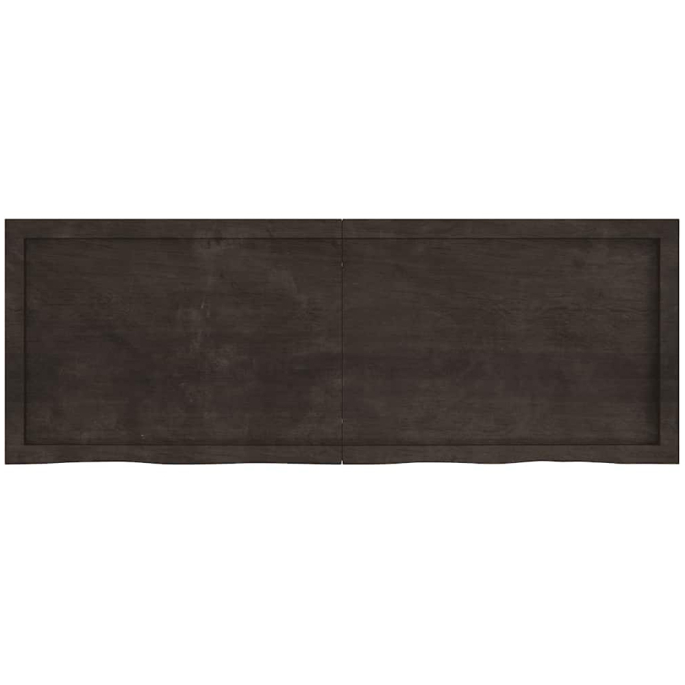 vidaXL 140cm Dark Brown Treated Solid Oak Wood Floating Wall Shelf Image 3