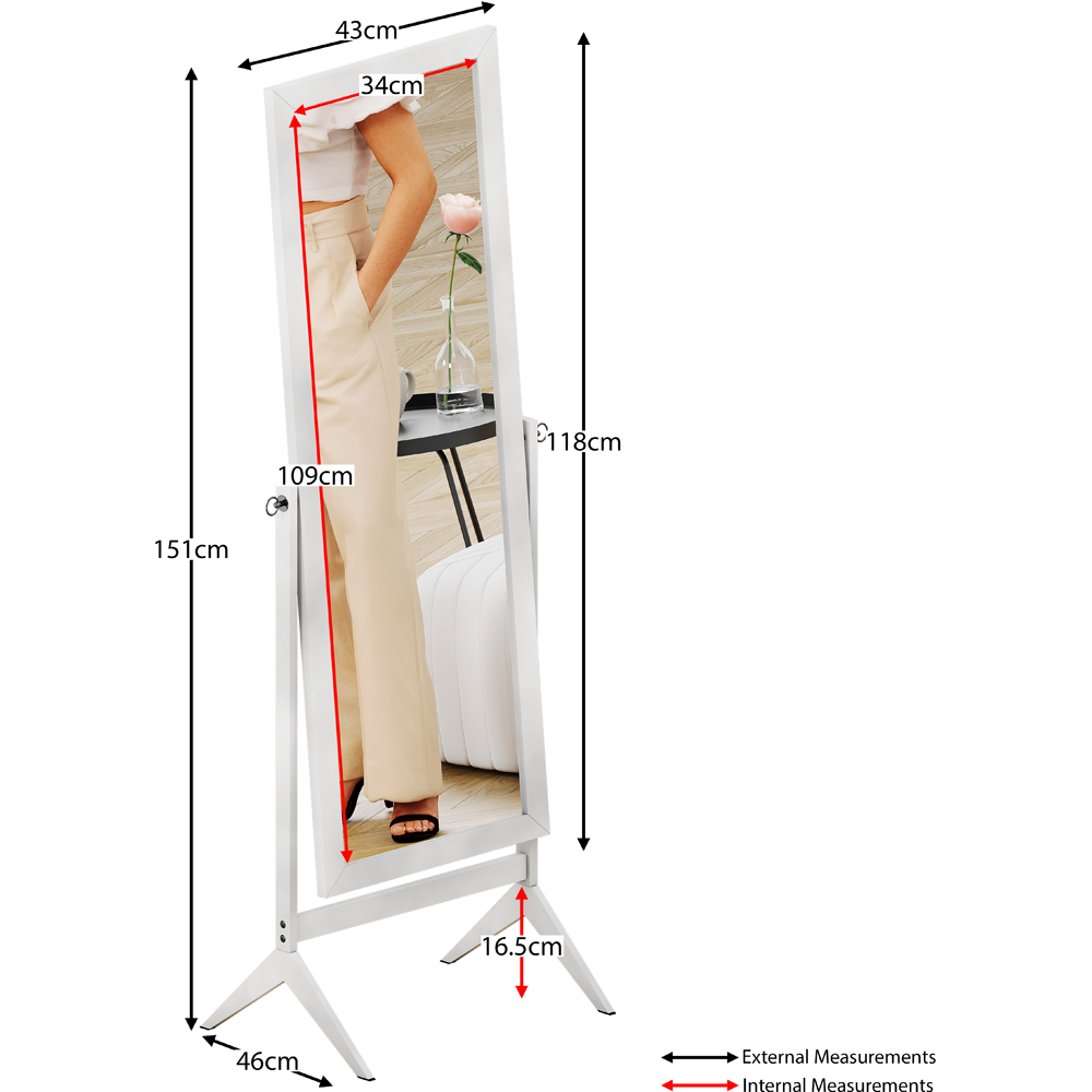 Vida Designs Nishano White Rectangle Cheval Mirror Image 7