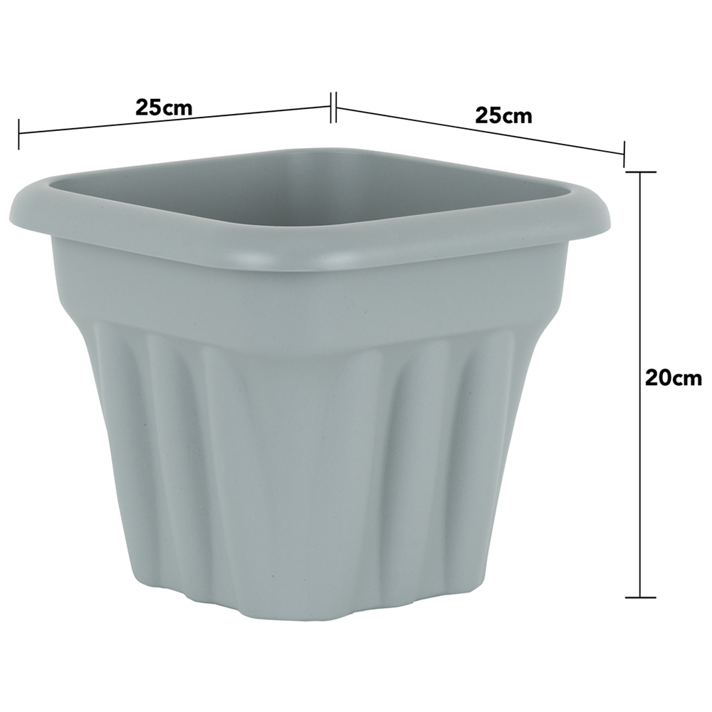 Wham Vista Upcycle Grey Recycled Plastic Square Planter 25cm 6 Pack Image 5