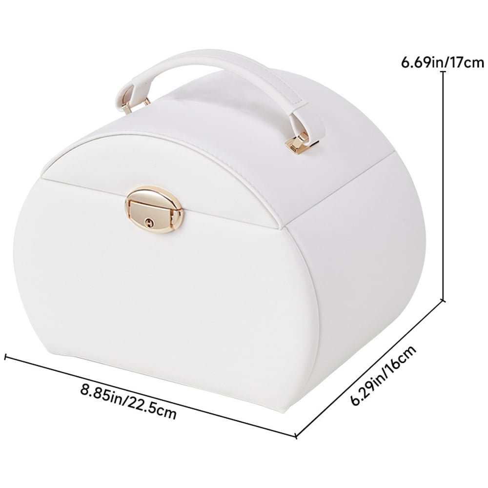 H&O Direct White Dome Jewellery Box with Handle Image 5