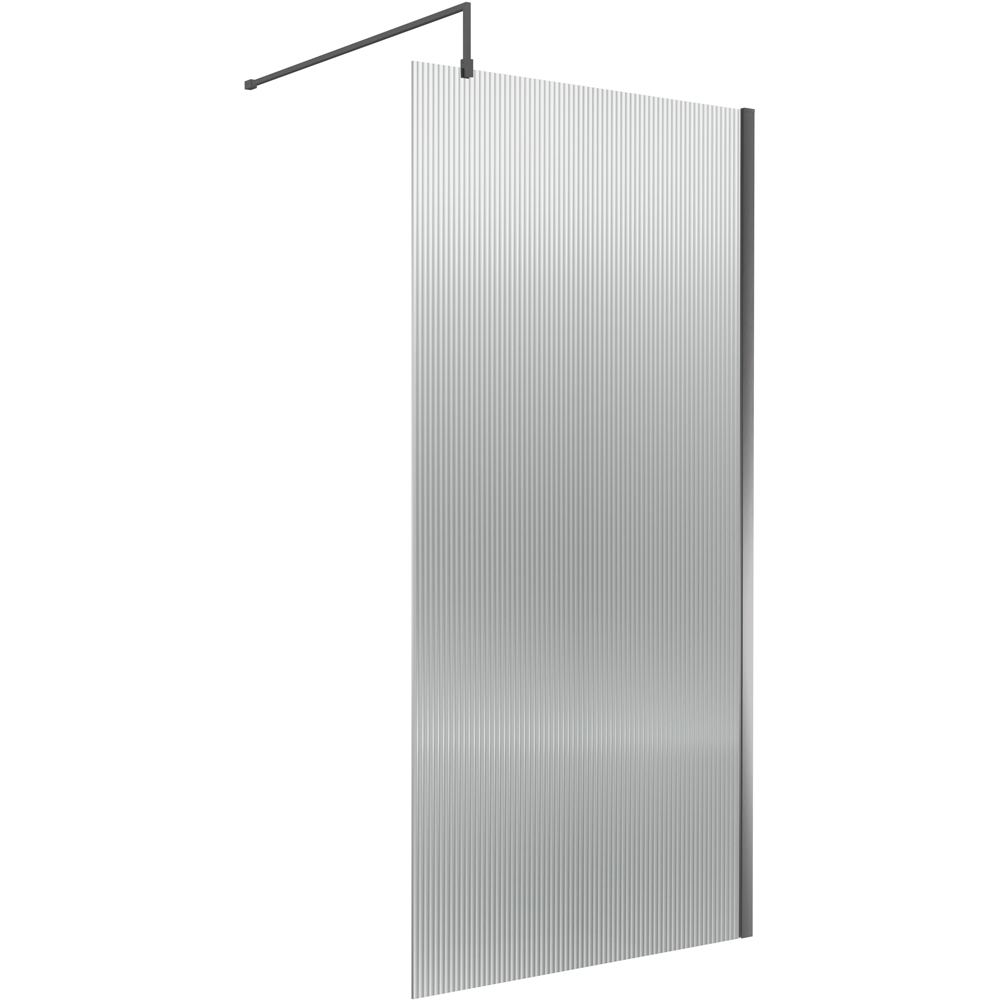 nuie Brushed Peweter Fluted Wetroom Screen 1850 x 1000mm Image 1