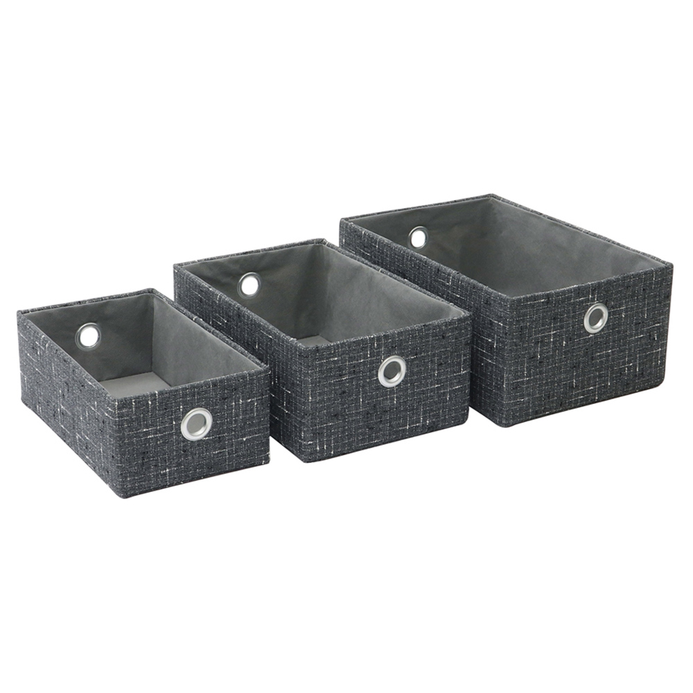 JVL Shadow Rectangular Fabric Storage Baskets Set of 3 Image 3