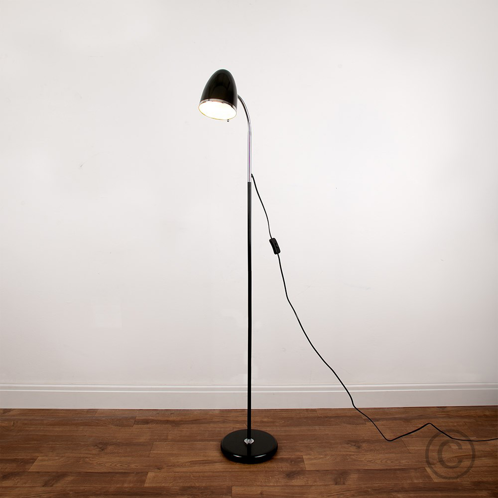 ValueLights Kuppel Black Flexi Neck Free Standing Floor Lamp Image 3
