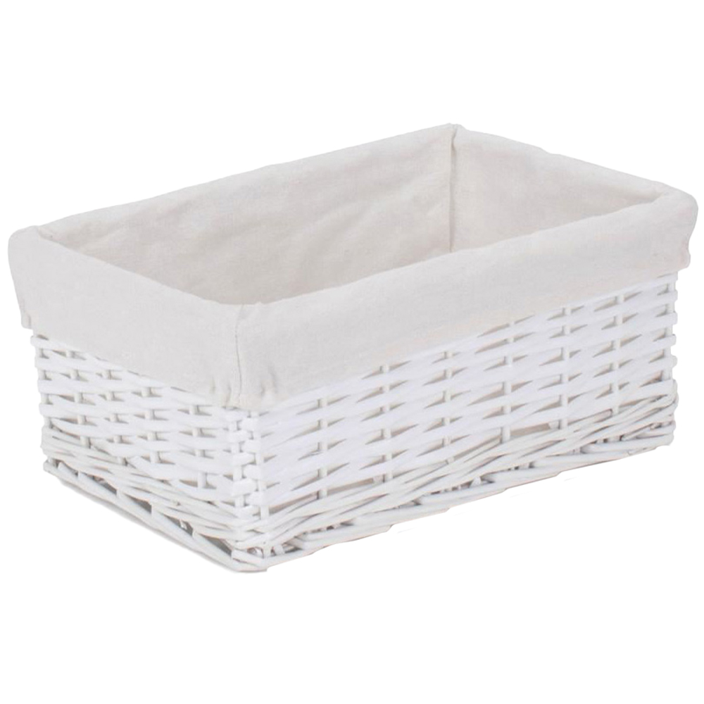 Red Hamper Large White Cotton Lined Wicker Storage Basket Image 1