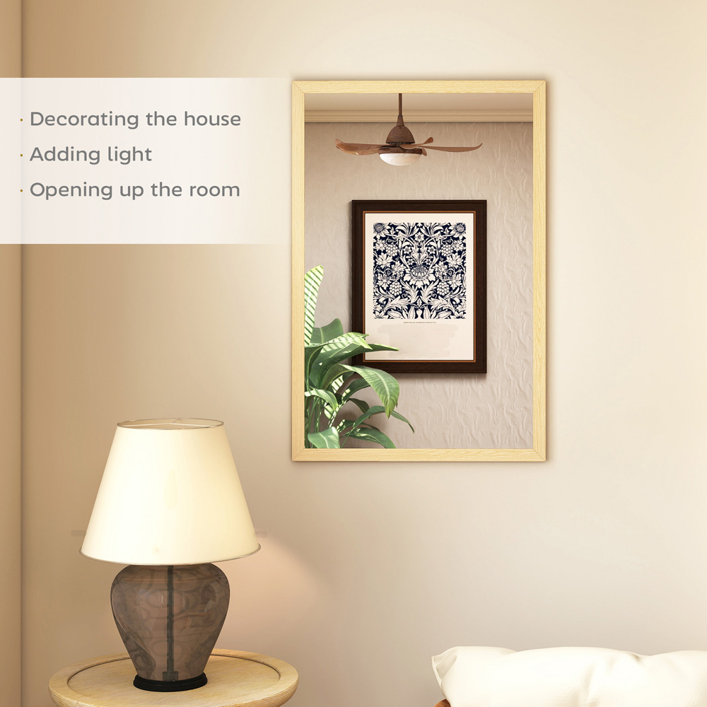 Portland Natural Rectangular Wall Bathroom Mirror 60 x 40cm Image 8