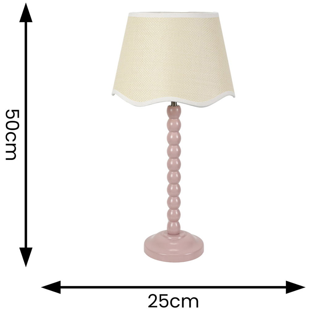 ValueLights Bobbins Linen Scallop White Edge Shade Painted Rose LED Table Lamp Image 4