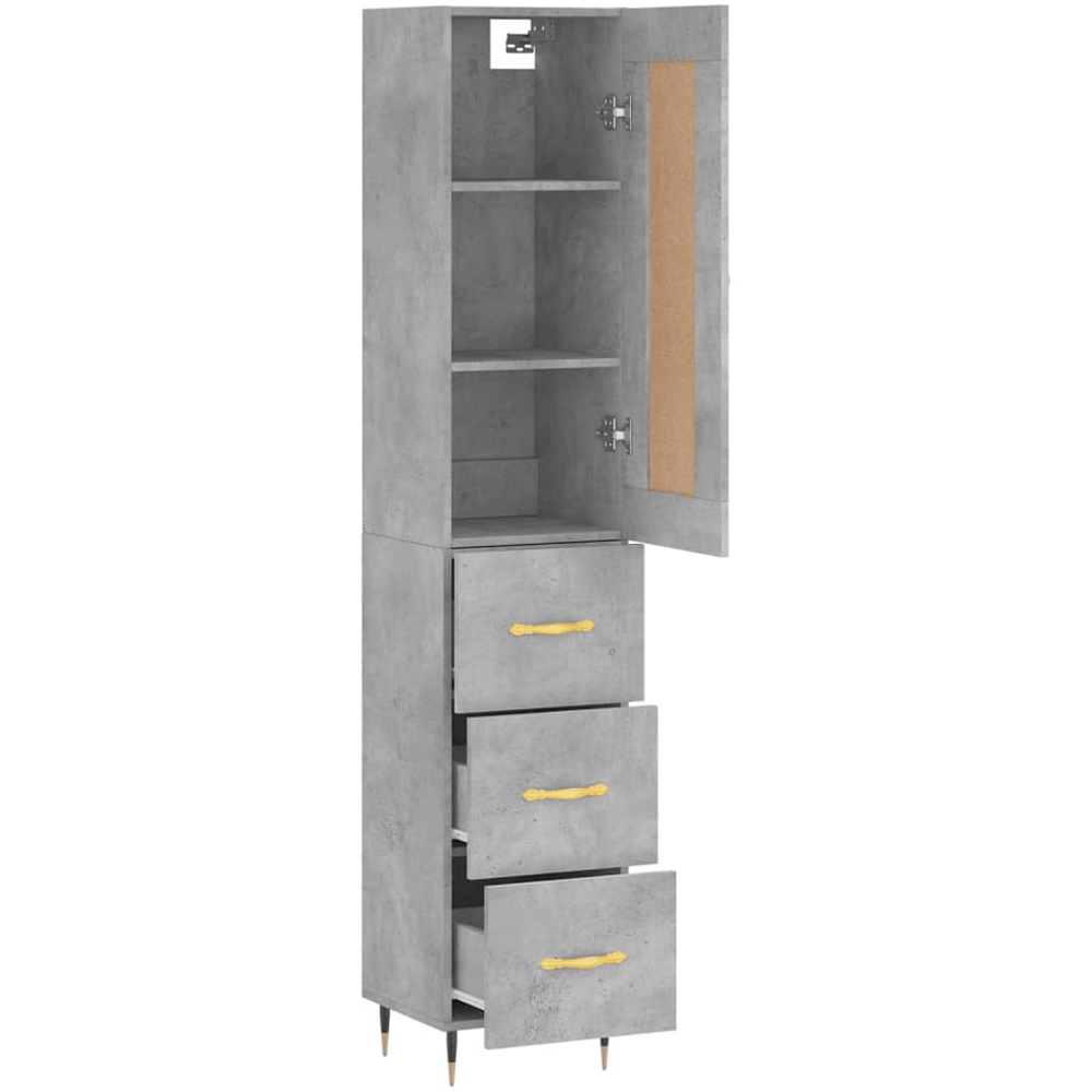 vidaXL Single Door 3 Drawer Concrete Grey Highboard Image 4