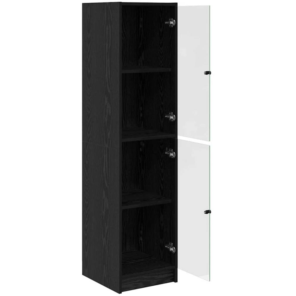 vidaXL 2 Glass Door 4 Shelf Black Oak Slim Highboard Image 5