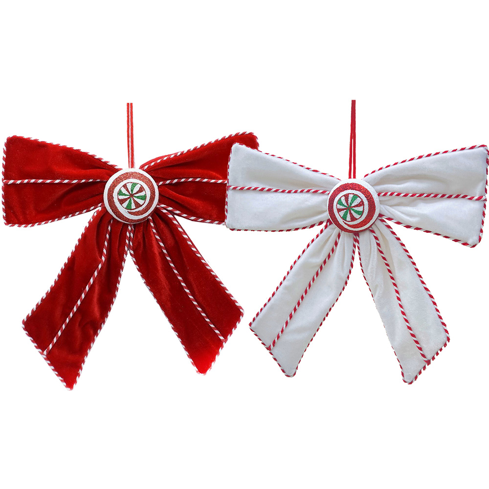 Candy Cane Lane Red and White Sweet Bow Christmas Ornaments Image 1