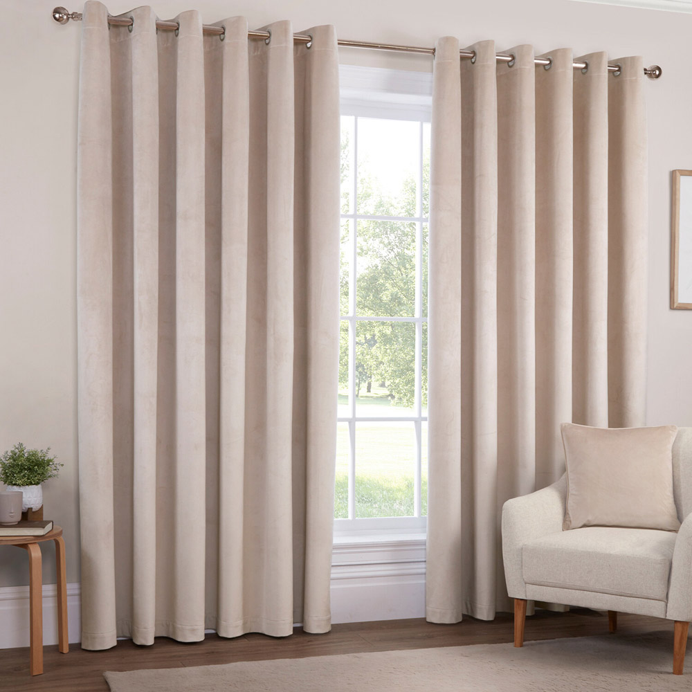 Vermont Velvet Blackout Curtain Natural 168 x 183cm Image 2