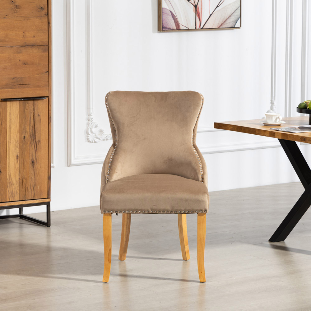 Artemis Home Orvino Set of 2 Brown Velvet Fabric Dining Chair Image 2