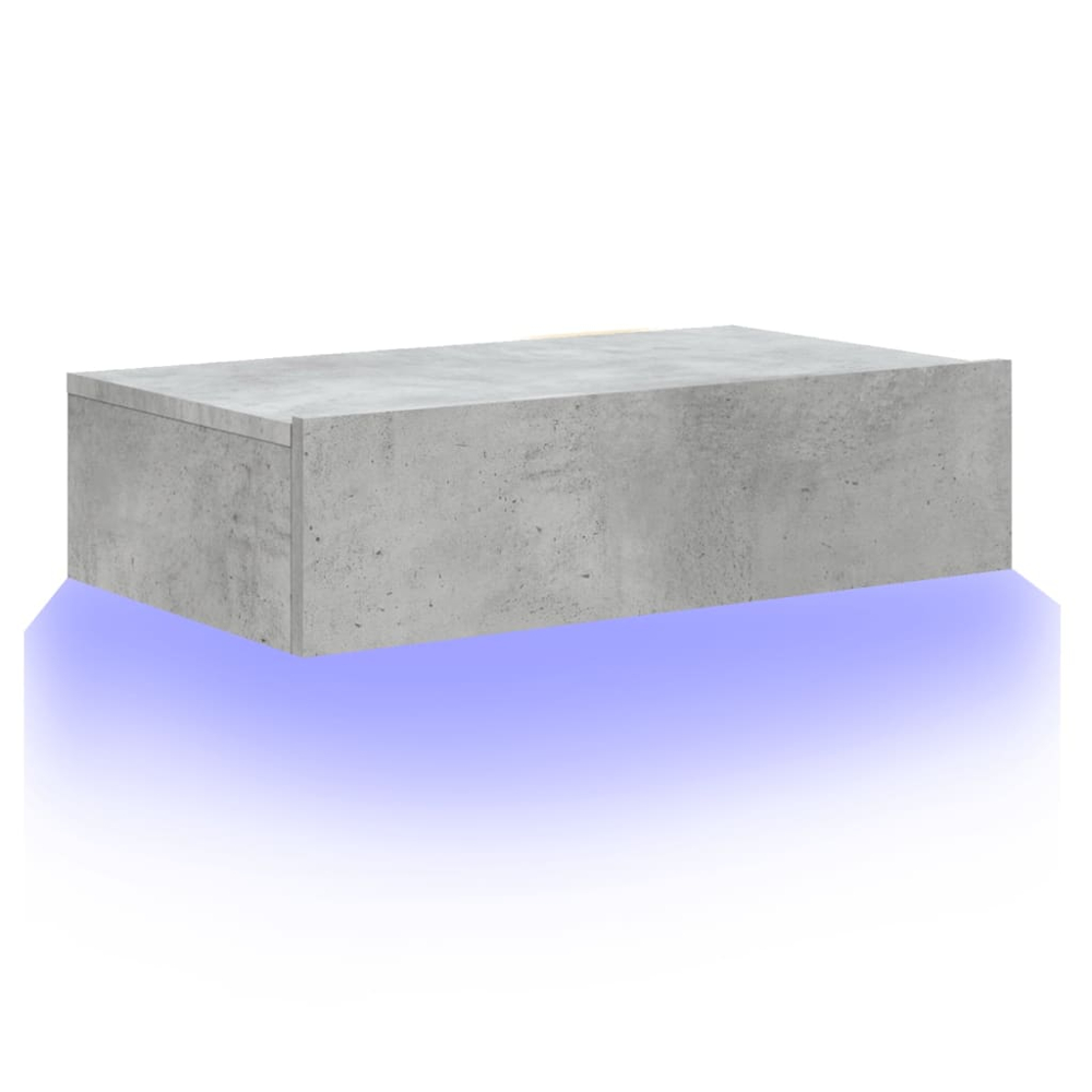 vidaXL Single Drawer Concrete Grey Wall Mounted TV Cabinet with LED Lights Image 3