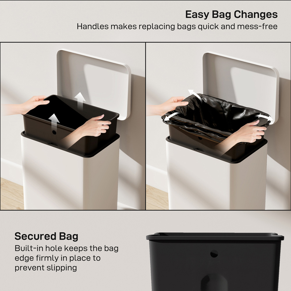 HOMCOM Cream Pedal Bin with Removable Inner Bucket and Soft-Close Lid 20L Image 7