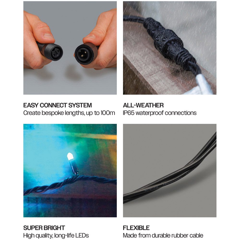 Eagle Connect 800 RGBY Flash LED Black Rubber Cable String Light 100m Image 7