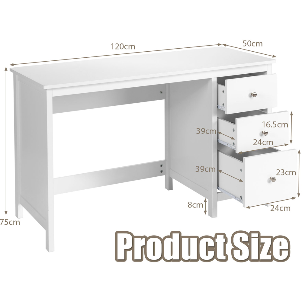 Costway 3 Drawer Computer Desk White Image 9