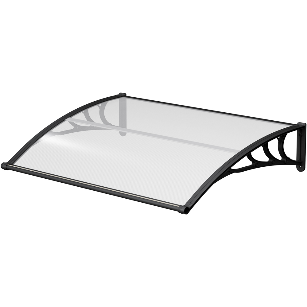 Living and Home Black Door and Window Outdoor Awning with Water Channel 1.5 x 1m Image 2