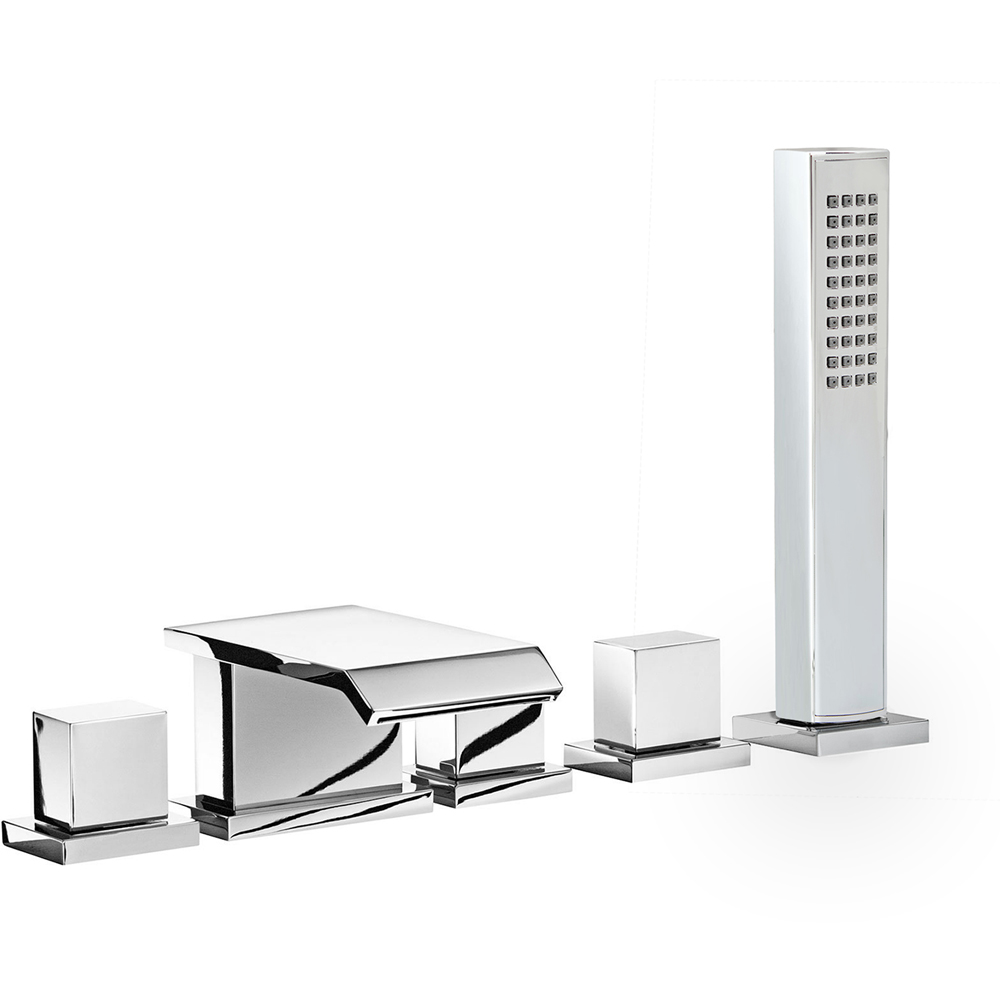 Nes Home Devon Waterfall Modern Chrome 5 Hole Bath Shower Mixer Tap Image 1