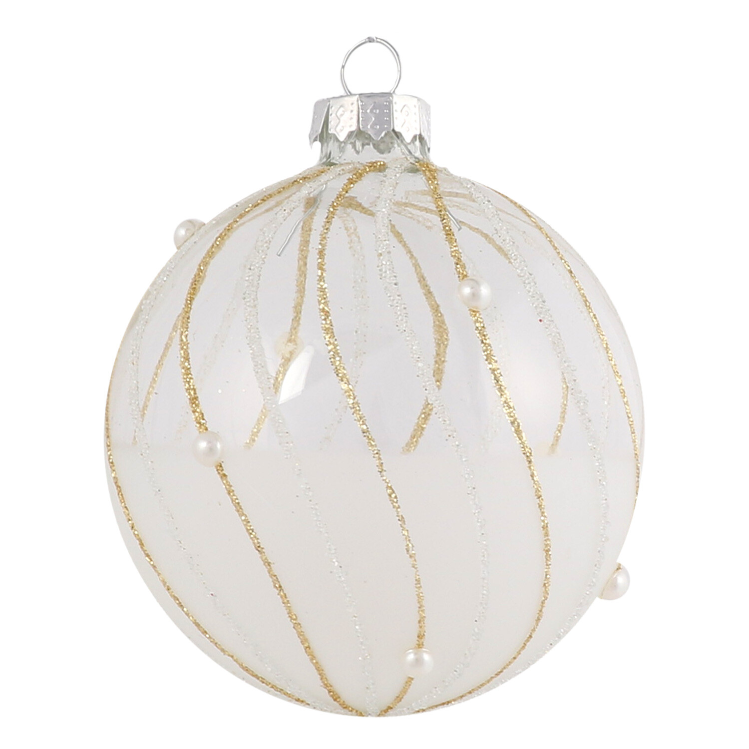 Single Chic Noir White Cloudy Ombre Glittered Bauble in Assorted styles Image 1
