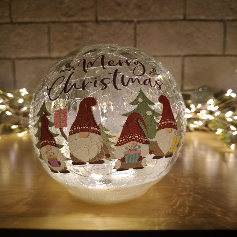 Samuel Alexander Gonk Crackle Effect Glass Ball LED Christmas Decoration Image 4