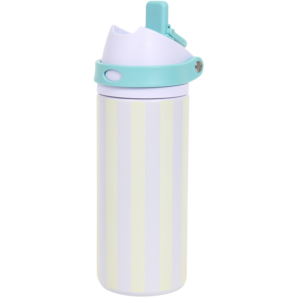 Stainless Steel Bottle with 2-Way Lid and Straw Purple Stripe Image 4