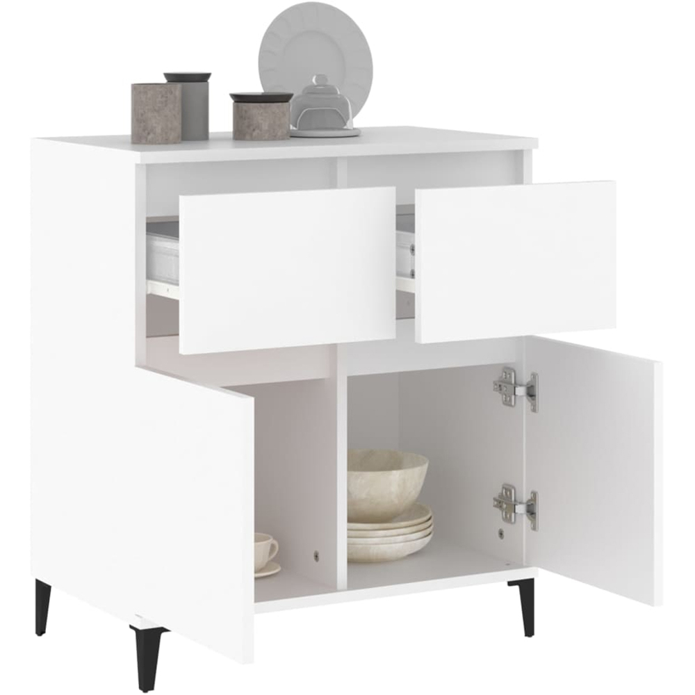 vidaXL 2 Door 2 Drawer White Sideboard Image 4