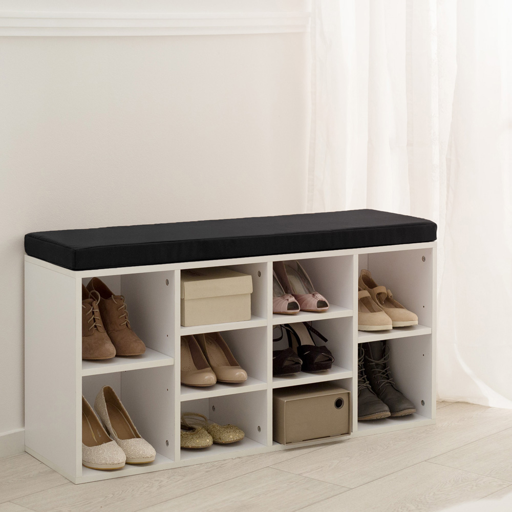 tectake 10 Compartment White Shoe Rack Image 4