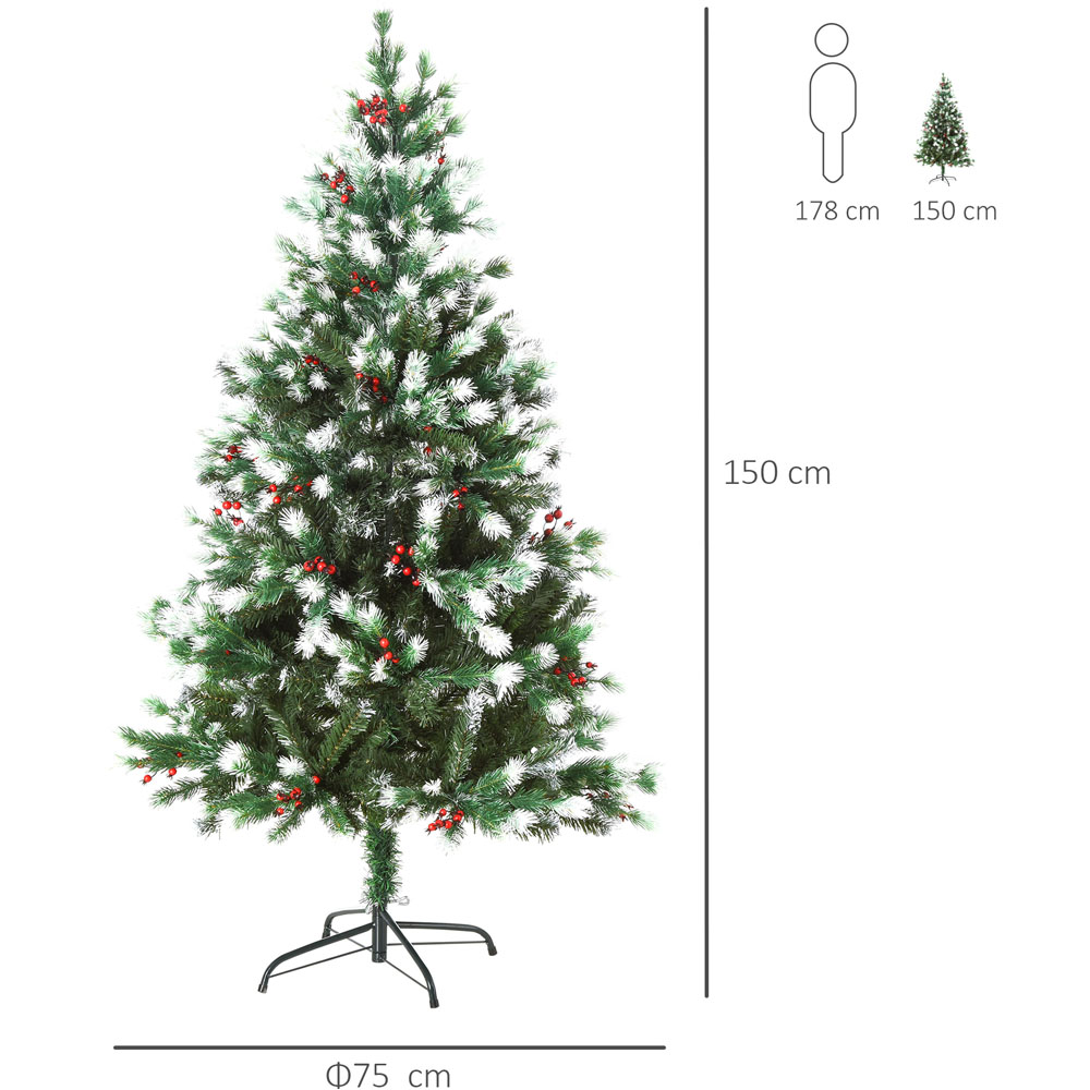 Everglow 5ft Snow Flocked Green Artificial Pine Christmas Tree Wilko