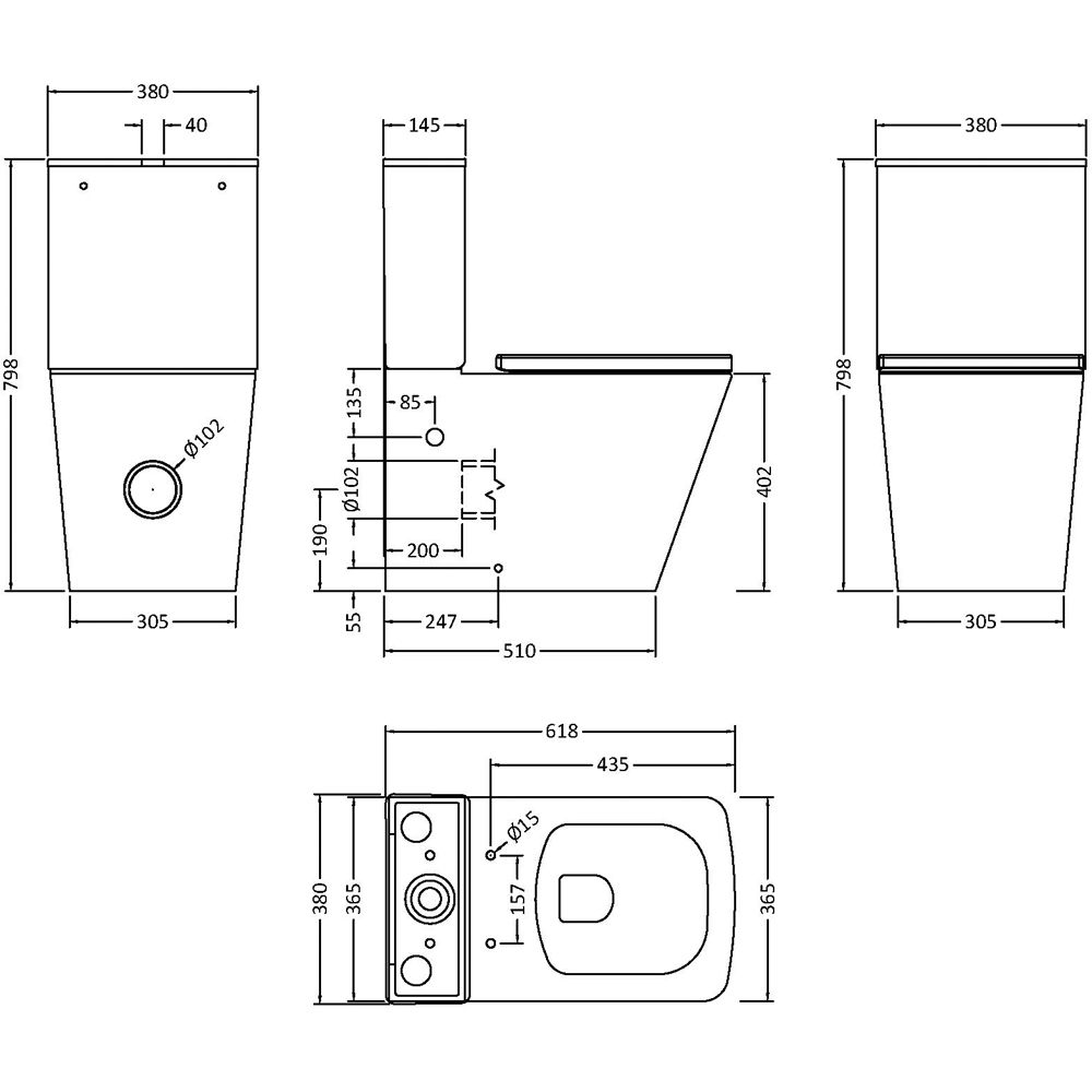 nuie Ava White Pan with Cistern and Seat 385mm Image 2